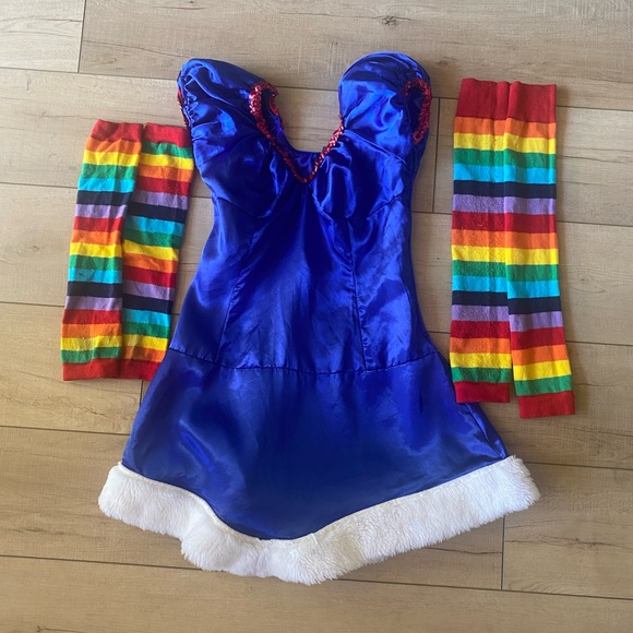 Leg Avenue Rainbow Brite Costume, Size Large – Dress & Rainbow Arm & Leg Warmers - Picture 1 of 9